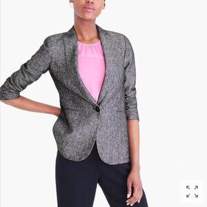 J. by J. Crew black gray one button 100% linen blazer 00